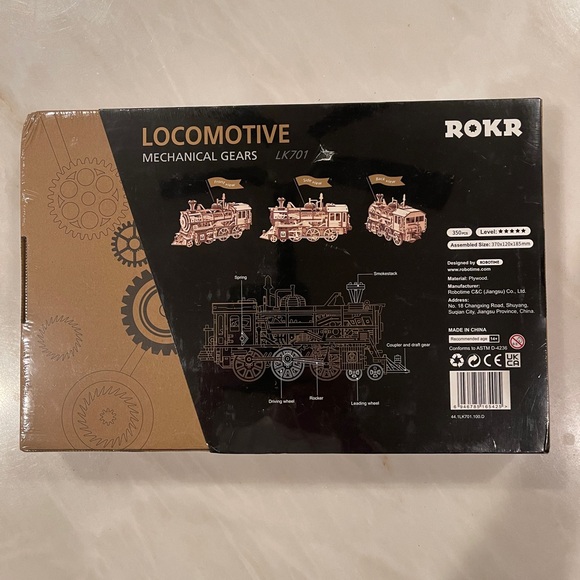 ROKR Locomotive Mechanical Gears Model LK701 Build A Locomotive Kit NIOB - Picture 2 of 6